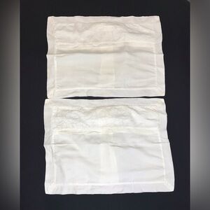 2 VTG 1989 PAPER WHITE Hand Embroidery White Pillow Sham‎ Linen Blend Case 27x20